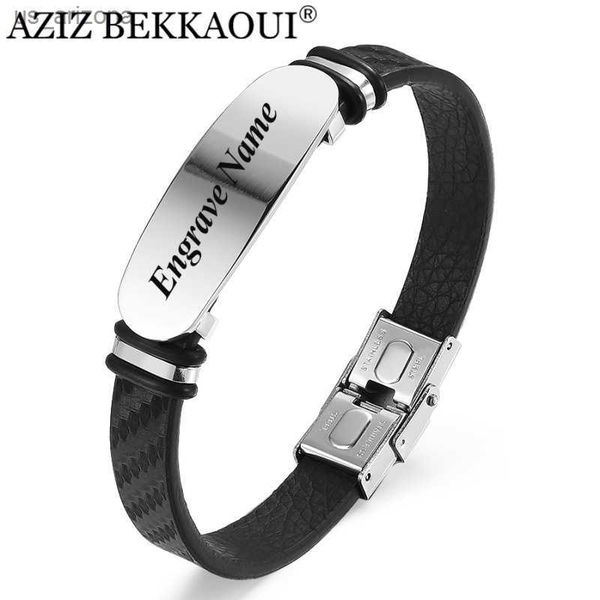 aziz bekkaoui engrave name black gold leather bracelet stainless steel bracelet men bangle men jewelry vintage gift for friend l230620, Golden;silver
aziz bekkaoui engrave name black gold leather bracelet stainless steel bracelet men bangle men jewelry vintage gift for friend l230620, Golden;silver
