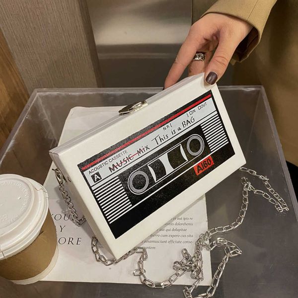 small design women's bag bags woman2023 korean version beautiful and creative personalized tape chain crossbody box bag 230718
small design women's bag bags woman2023 korean version beautiful and creative personalized tape chain crossbody box bag 230718