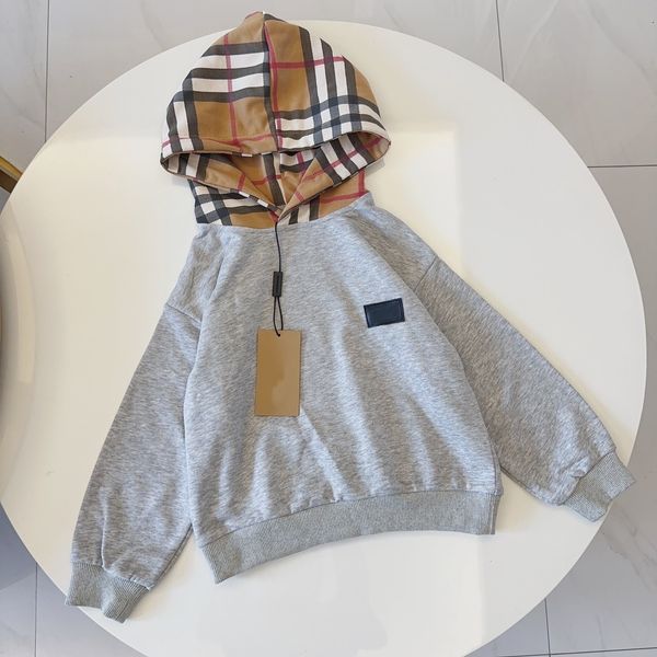 

Kid Designer Hoodie Luxury Brand BURBE Baby Sweater Kids Clothes Girls Boys Long Sleeved Top Classic Stripe Design Spring Autumn Winter Clothe Gray and Black