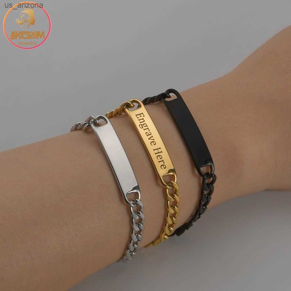 akizoom punk engrave name custom bracelets gold color stainless steel thick hand chain customized for men christmas jewelry gift l230620, Golden;silver
akizoom punk engrave name custom bracelets gold color stainless steel thick hand chain customized for men christmas jewelry gift l230620, Golden;silver