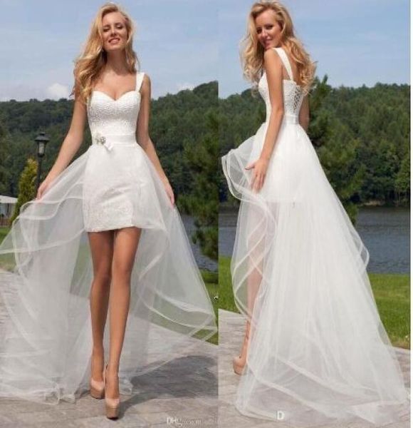 beach wedding dress two pieces sweetheart back laceup short lace detachable skirt off shoulder 2 in 1 bridal down5928898, White
beach wedding dress two pieces sweetheart back laceup short lace detachable skirt off shoulder 2 in 1 bridal down5928898, White