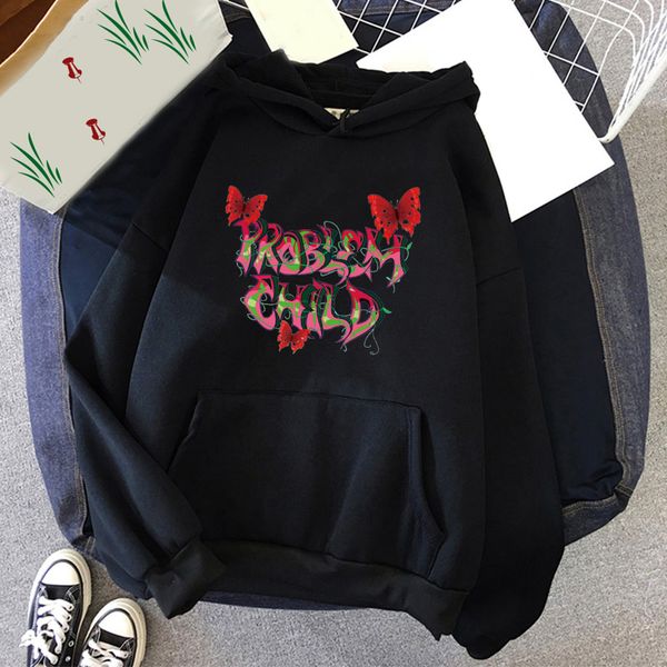 women's hoodies sweatshirts fashion problem child print sweatshirt hip hop streetwear harajuku outwear fleece 230717, Black
women's hoodies sweatshirts fashion problem child print sweatshirt hip hop streetwear harajuku outwear fleece 230717, Black