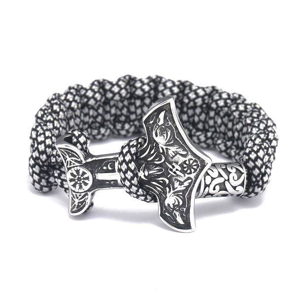 nordic viking style crows pattern thor's hammer charm viking bracelet braided paracord bracelets, Golden;silver
nordic viking style crows pattern thor's hammer charm viking bracelet braided paracord bracelets, Golden;silver
