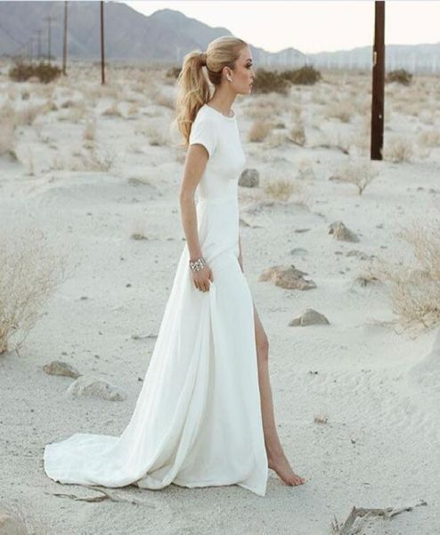 2016 simple sheath beach wedding dresses with short sleeves court train long bridal dresses custom made wedding gowns front split 5293296, White
2016 simple sheath beach wedding dresses with short sleeves court train long bridal dresses custom made wedding gowns front split 5293296, White