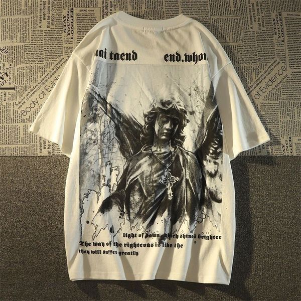 women's tshirt pure cotton european and american retro dark angel short sleeved personalized tshirt for men women loose on the street y, White
women's tshirt pure cotton european and american retro dark angel short sleeved personalized tshirt for men women loose on the street y, White