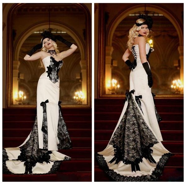 sweetheart lace appliques slim mermaid wedding dresses gothic black and white formal bridal gowns lace up back vestidos de marriag9684825
sweetheart lace appliques slim mermaid wedding dresses gothic black and white formal bridal gowns lace up back vestidos de marriag9684825