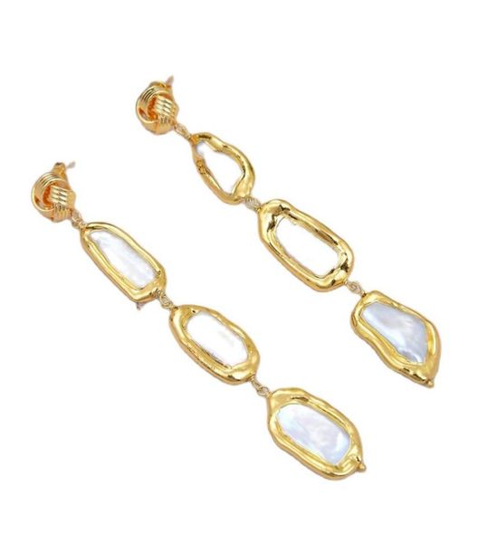guaiguai jewelry cultured white biwa pearl with electroplated edge dangle stud earrings handmade for women real gems stone lady fa6527262, Silver
guaiguai jewelry cultured white biwa pearl with electroplated edge dangle stud earrings handmade for women real gems stone lady fa6527262, Silver