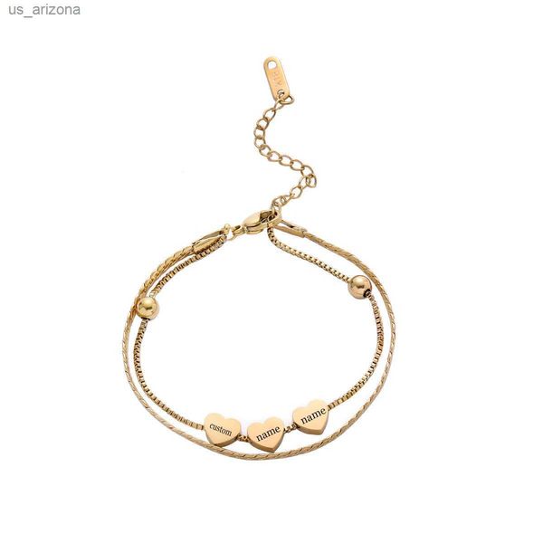 custom name heart bracelet 3 charm hearts cooper bracelets for woman double layer chain l230620, Golden;silver
custom name heart bracelet 3 charm hearts cooper bracelets for woman double layer chain l230620, Golden;silver