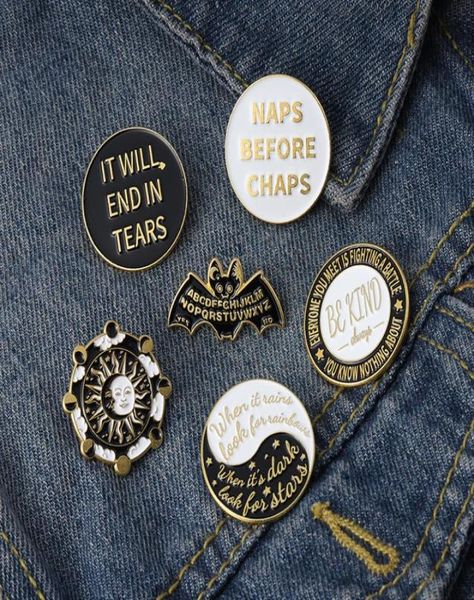 round yin yang enamel pins badge bat sun letters quote brooches backpacks lapel pin punk gothic jewelry for friends whole9371001, Blue
round yin yang enamel pins badge bat sun letters quote brooches backpacks lapel pin punk gothic jewelry for friends whole9371001, Blue