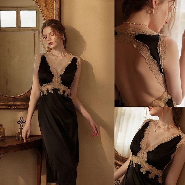 pyjamas backless lace home dress floral spaghetti strap nightgown lady satin sleepshirt long nightwear baggy homewear soft lingerie 230718, Red;black
pyjamas backless lace home dress floral spaghetti strap nightgown lady satin sleepshirt long nightwear baggy homewear soft lingerie 230718, Red;black