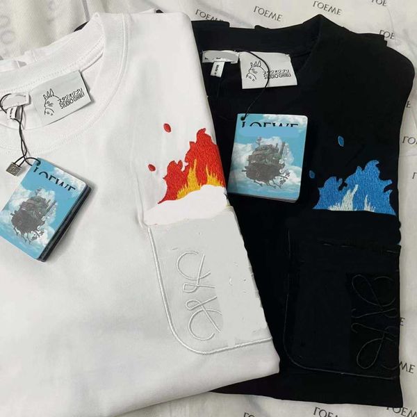 women's t-shirt roewe summer hal mobile castle pocket flame embroidered round neck loose short sleeve t-shirt for men, White
women's t-shirt roewe summer hal mobile castle pocket flame embroidered round neck loose short sleeve t-shirt for men, White