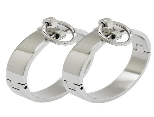 polished stainless steel lockable slave wrist and ankle cuffs bondage restraints bracelet with removable o ring9461014, Black
polished stainless steel lockable slave wrist and ankle cuffs bondage restraints bracelet with removable o ring9461014, Black