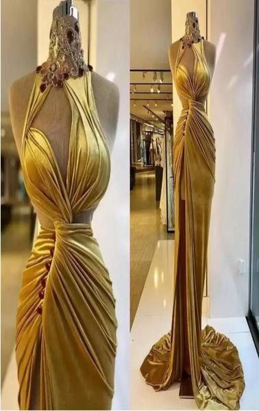 gold velvet prom dresses ruched long sweep train mermaid evening party gowns side slit high neck crystals beading arabic robe de s6437627, Black;red
gold velvet prom dresses ruched long sweep train mermaid evening party gowns side slit high neck crystals beading arabic robe de s6437627, Black;red