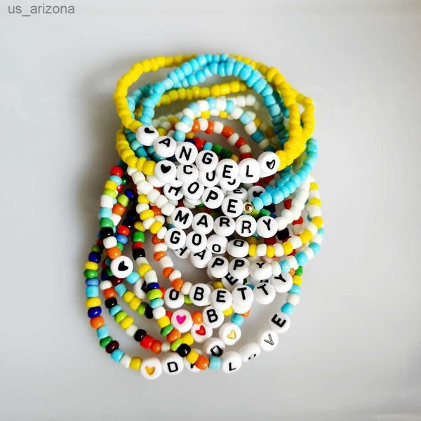 fashion boho custom bead letter bracelet initial multicolor handmade summer beach diy jewelry gift for women men l230620, Golden;silver
fashion boho custom bead letter bracelet initial multicolor handmade summer beach diy jewelry gift for women men l230620, Golden;silver