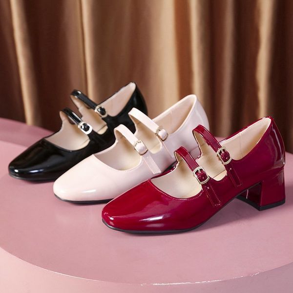 dress shoes fashion ladies square toe ankle strappy womens thick heel shoes female patent leather mary janes pumps pink size 40 230717, Black
dress shoes fashion ladies square toe ankle strappy womens thick heel shoes female patent leather mary janes pumps pink size 40 230717, Black