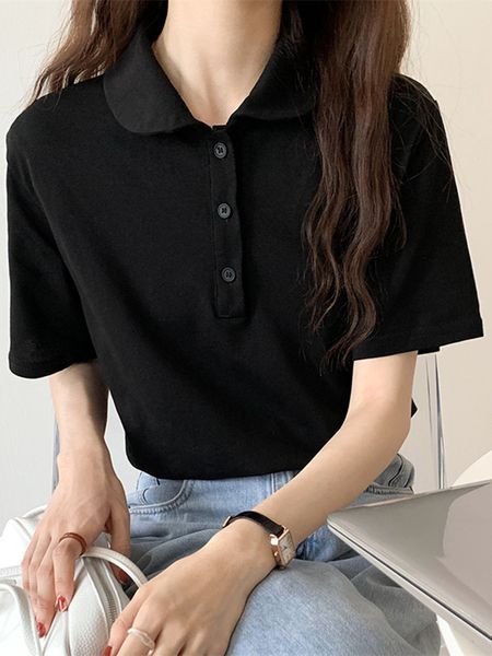 women's blouses shirts summer solid polo short sleeve turndown collar bottom casual loose tshirts chic female students 230717, White
women's blouses shirts summer solid polo short sleeve turndown collar bottom casual loose tshirts chic female students 230717, White