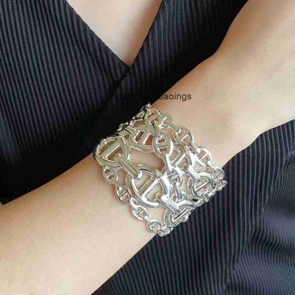 aher mas designer luxury brand enamel bracelet silver hollow pig nose h bracelet personalized smooth multi layer design chain open bracelet, Black
aher mas designer luxury brand enamel bracelet silver hollow pig nose h bracelet personalized smooth multi layer design chain open bracelet, Black