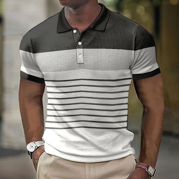 men's polos fashion men polo shirt stripe print street cool tees summer men clothing daily casual short sleeve loose oversized t shirt, White;black
men's polos fashion men polo shirt stripe print street cool tees summer men clothing daily casual short sleeve loose oversized t shirt, White;black