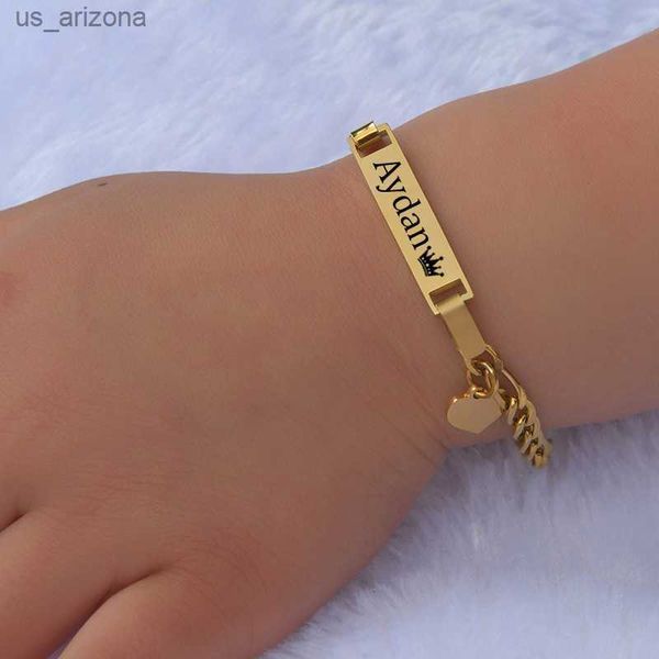 personalized engrave name baby bracelet stainless steel heart custom date figaro chain bracelet for child nameplate jewelry gift l230620, Golden;silver
personalized engrave name baby bracelet stainless steel heart custom date figaro chain bracelet for child nameplate jewelry gift l230620, Golden;silver