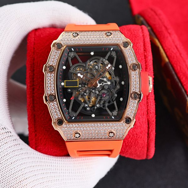 mens iced out skeleton luxury watch rose gold case orange strap richa milles rm35 automatic mechanical eta watch sapphire glass hollow out d, Slivery;brown
mens iced out skeleton luxury watch rose gold case orange strap richa milles rm35 automatic mechanical eta watch sapphire glass hollow out d, Slivery;brown