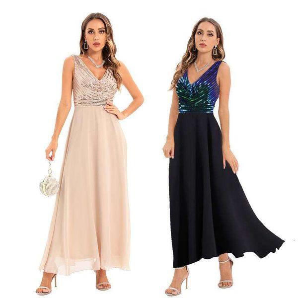 womens sequined striped v neck embroidery long dress, Black;gray 
womens sequined striped v neck embroidery long dress, Black;gray