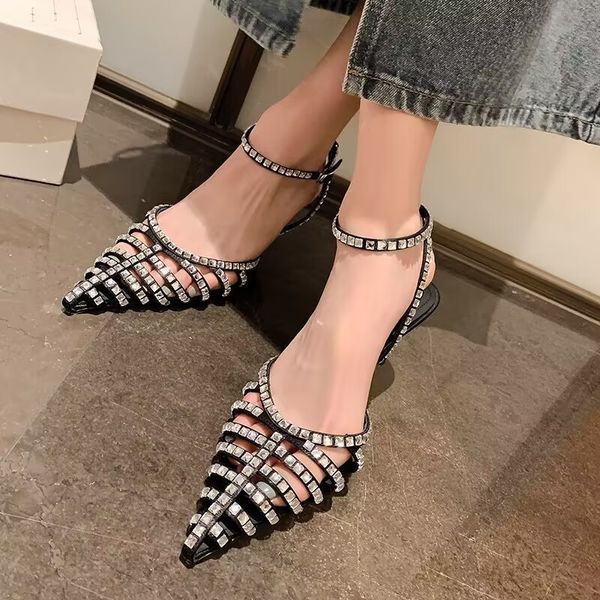 sandals pointed toe women thin heels ankle wrap buckle bling crystal dress for summer party shoes 230718, Black
sandals pointed toe women thin heels ankle wrap buckle bling crystal dress for summer party shoes 230718, Black