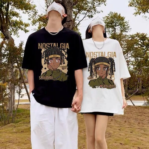 women's tshirt summer trend cartoon cotton american retro hiphop shortsleeved tshirt women's loose round neck midlength niche coup, White
women's tshirt summer trend cartoon cotton american retro hiphop shortsleeved tshirt women's loose round neck midlength niche coup, White