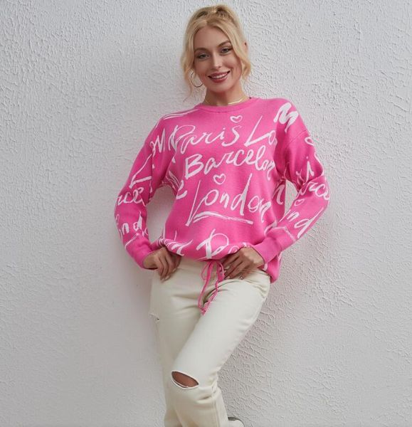 women's sweater 2023 spring and autumn new women's letter printing strap street fashion knitted sweater women, White;black
women's sweater 2023 spring and autumn new women's letter printing strap street fashion knitted sweater women, White;black