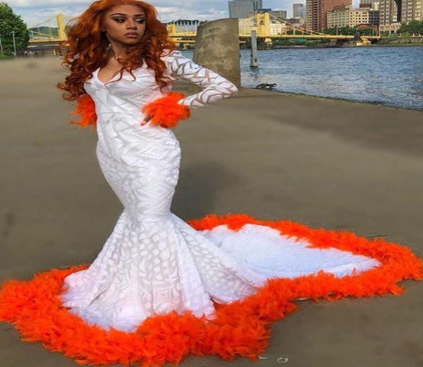 white with orange feathers mermaid prom dresses 2020 sequined long sleeve evening gowns black girls african prom dress robe d5080827
white with orange feathers mermaid prom dresses 2020 sequined long sleeve evening gowns black girls african prom dress robe d5080827
