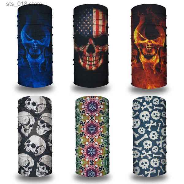 Image of Cycling Caps Masks Cycling Face Mask Headwear Halloween Skull Wrap Scarf Warm Washable Headband Breathable Running Bandana Outdoor Sports Equipment T230718