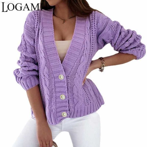 women's sweaters logami autumn/winter 2021 new thick thread twisted button sweater cardigan women deep v neck knit cardigans l230718, White;black 
women's sweaters logami autumn/winter 2021 new thick thread twisted button sweater cardigan women deep v neck knit cardigans l230718, White;black