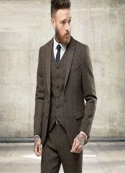 custom made tweed wool brown herringbone men suit british style modern blazer 3 pieces men suits jacketpantsvest5290893, Black;gray
custom made tweed wool brown herringbone men suit british style modern blazer 3 pieces men suits jacketpantsvest5290893, Black;gray