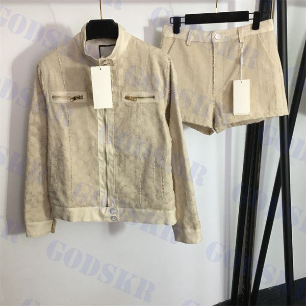jacquard womens pants set zipper coats letter embroidery long sleeve jacket shorts combination leather coat clothing, White
jacquard womens pants set zipper coats letter embroidery long sleeve jacket shorts combination leather coat clothing, White