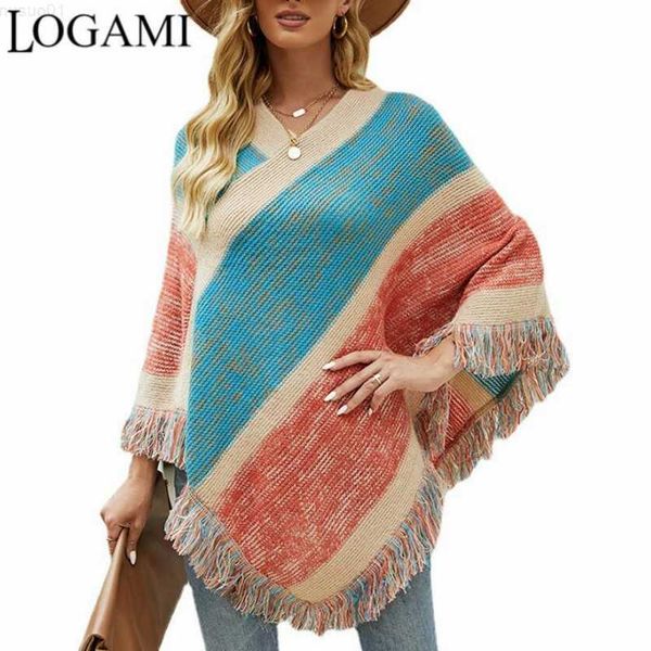women's sweaters logami colorful block womens coats and capes tassel batwing poncho sweater knitwear l230718, White;black
women's sweaters logami colorful block womens coats and capes tassel batwing poncho sweater knitwear l230718, White;black