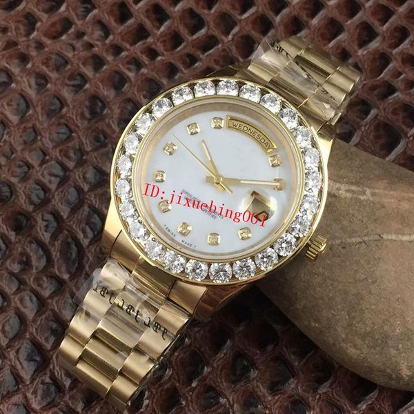 sapphire fashion mens watches gold president day-date big diamonds mother pearl dial diamond bezel stainless automatic mens watche3500, Slivery;brown
sapphire fashion mens watches gold president day-date big diamonds mother pearl dial diamond bezel stainless automatic mens watche3500, Slivery;brown