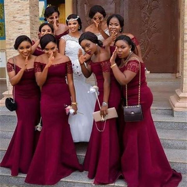 2020 african girl dark red off the shoulder lace sleeves mermaid bridesmaid dresses custom made satin maid of honor gowns188l, White;pink
2020 african girl dark red off the shoulder lace sleeves mermaid bridesmaid dresses custom made satin maid of honor gowns188l, White;pink