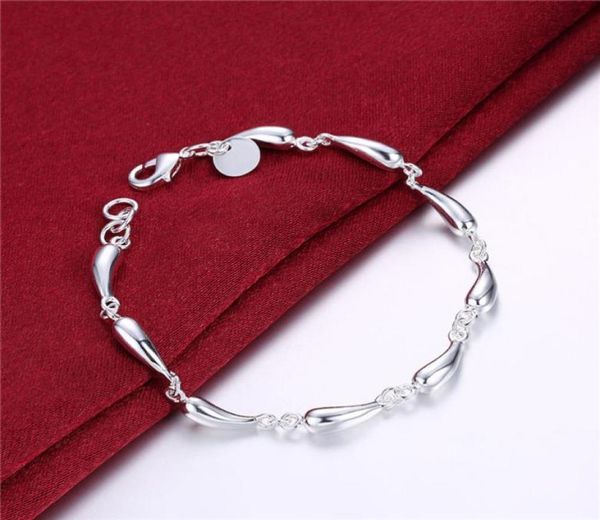 sterling silver plated full water drop link chain bracelet gssb209 fashion 925 silver plate jewelry bracelets2204242, Black 
sterling silver plated full water drop link chain bracelet gssb209 fashion 925 silver plate jewelry bracelets2204242, Black