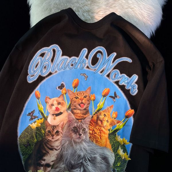 women's tshirt american vintage retro cat shortsleeved tshirt men's loose korean version summer half sleeved women clothing 230717, White
women's tshirt american vintage retro cat shortsleeved tshirt men's loose korean version summer half sleeved women clothing 230717, White