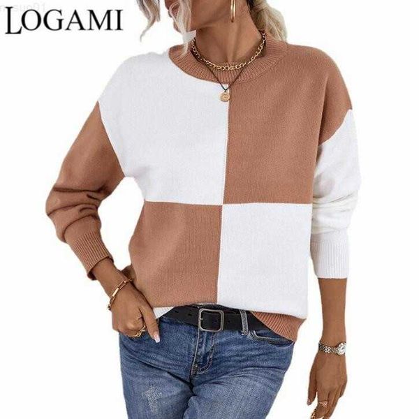 women's sweaters logami autumn winter new contrast color round neck sweater pullover women's sweater l230718, White;black
women's sweaters logami autumn winter new contrast color round neck sweater pullover women's sweater l230718, White;black