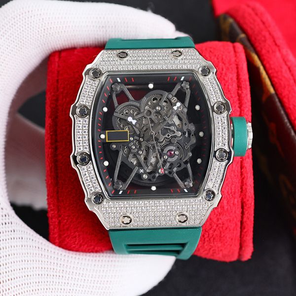 mens iced out skeleton luxury watch green rubber strap richa milles rm35 automatic mechanical eta watch sapphire glass hollow out diamonds w, Slivery;brown
mens iced out skeleton luxury watch green rubber strap richa milles rm35 automatic mechanical eta watch sapphire glass hollow out diamonds w, Slivery;brown