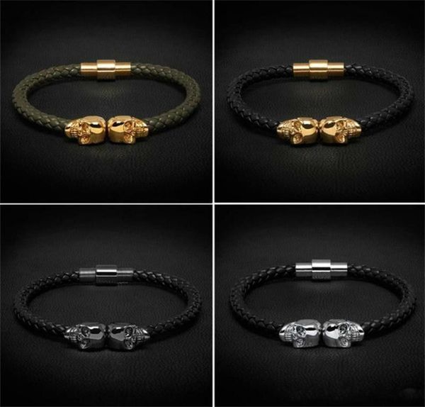women men mens black genuine leather braided bracelet men stainless steel for women gold skull bangle for9193247
women men mens black genuine leather braided bracelet men stainless steel for women gold skull bangle for9193247