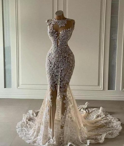 2022 modest mermaid wedding dresses illusion bridal gown sweep train crystals beaded lace applique tulle sleeveless custom made pl1224789, White
2022 modest mermaid wedding dresses illusion bridal gown sweep train crystals beaded lace applique tulle sleeveless custom made pl1224789, White