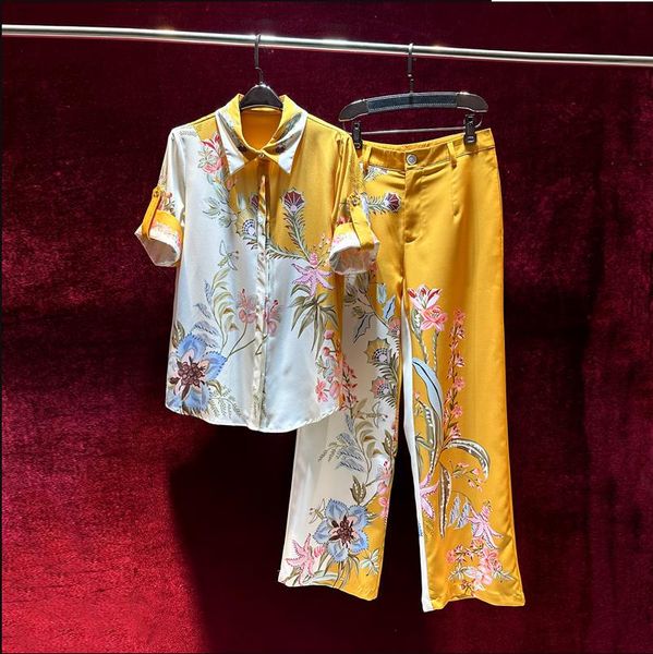european and american women's dress 2023 summer new style short-sleeved lapel color matching printed shirt wide leg pants suit, White
european and american women's dress 2023 summer new style short-sleeved lapel color matching printed shirt wide leg pants suit, White