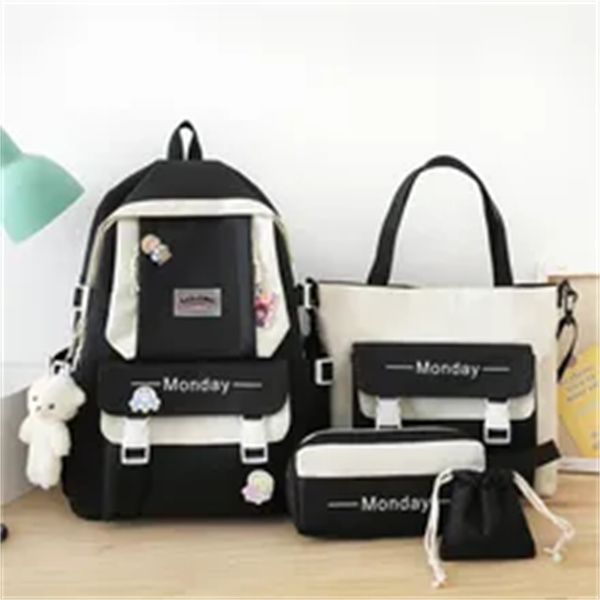 4 in 1 women diaper bags children's school backpack kawaii baby travel bookbag 4pcs sets school bags for teenage girls mochila a3, Black
4 in 1 women diaper bags children's school backpack kawaii baby travel bookbag 4pcs sets school bags for teenage girls mochila a3, Black