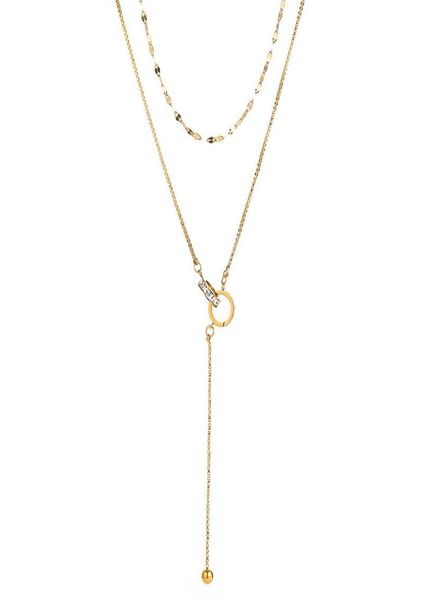 pendant necklaces 2021 double layered necklace female trendy jewelry goldrose gold color roman loop sweater decoration chain part6588042, Silver 
pendant necklaces 2021 double layered necklace female trendy jewelry goldrose gold color roman loop sweater decoration chain part6588042, Silver