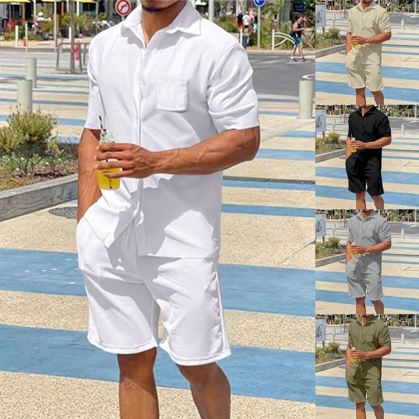 men's tracksuits summer short sleeve shorts set linen thin lapel loose solid men's 230718, Gray
men's tracksuits summer short sleeve shorts set linen thin lapel loose solid men's 230718, Gray