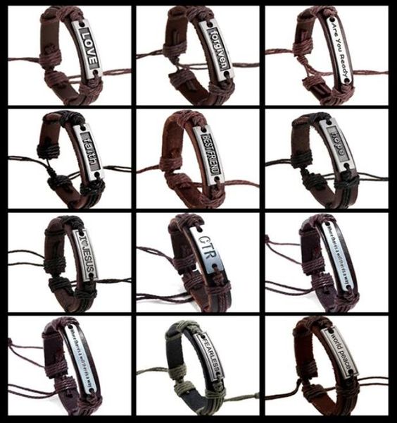 20 style men woman genuine leather bracelet silence believe forgiven fearless friend faith hope worid peace adjustable bracel9750694, Golden;silver
20 style men woman genuine leather bracelet silence believe forgiven fearless friend faith hope worid peace adjustable bracel9750694, Golden;silver