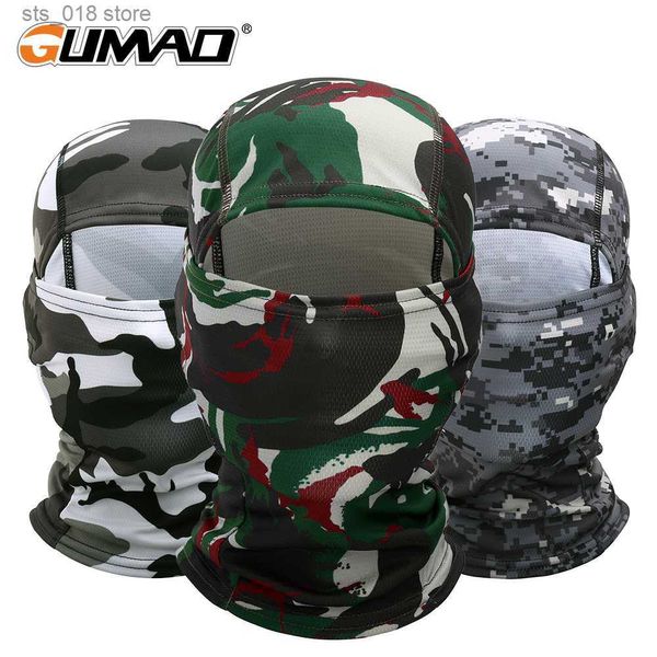 Image of Cycling Caps Masks Tactical Camouflage Balaclava Full Face Mask Army Military Hiking Cycling Hunting Bicycle Head Cover Airsoft Hood Cap Men Women T230718