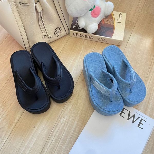 designer brand women's sandals thick sole beach shoes denim flip-flops with sloping heel and thick soles sandals ladies slippers female, Black
designer brand women's sandals thick sole beach shoes denim flip-flops with sloping heel and thick soles sandals ladies slippers female, Black