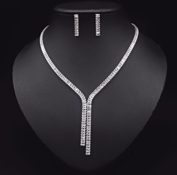 2021 cubic zirconia long necklace earrings sets for brides wedding jewelry accessories jolleria mujer de oro for women1587501, Silver
2021 cubic zirconia long necklace earrings sets for brides wedding jewelry accessories jolleria mujer de oro for women1587501, Silver